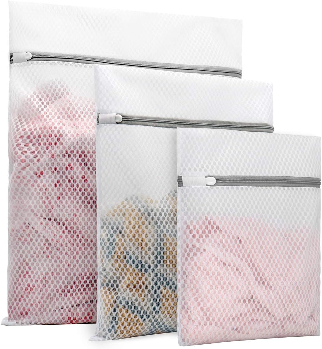 3Pcs Durable Honeycomb Mesh Laundry Bags for Delicates | (1Large, 1Medium, 1Small)