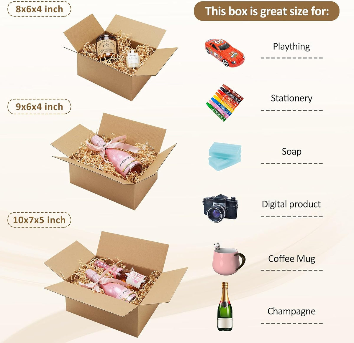 30 Pack Small Shipping Boxes Assorted Sizes, 8x6x4 & 9x6x4 & 10x7x5 10 PCS Each Mailing Boxes, Brown Corrugated Box