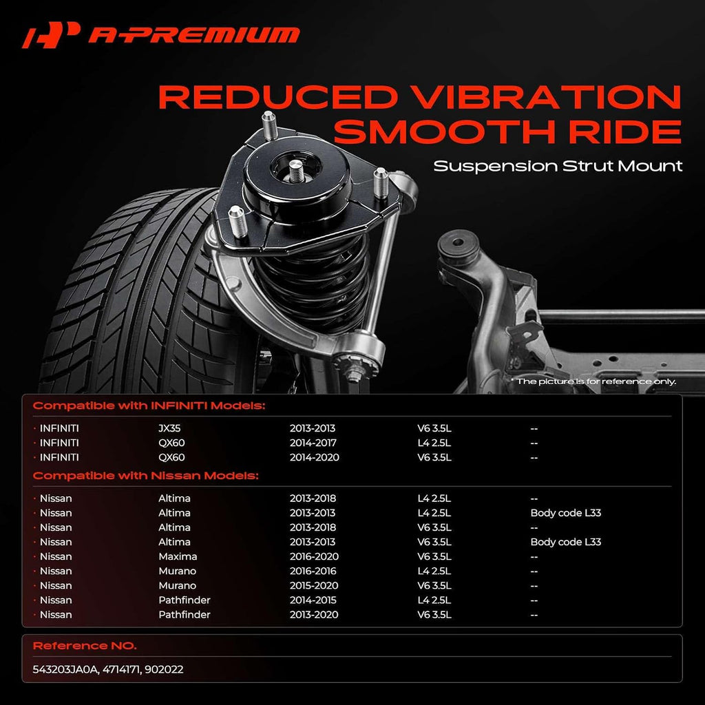 A-Premium Front Suspension Strut Mount Compatible with Nissan, Infiniti