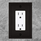 Modern Edge Decorative Wall Plate Switch Plate Outlet Cover, Durable Solid Zinc Alloy (Single Decorator 2PK, Matte Black)