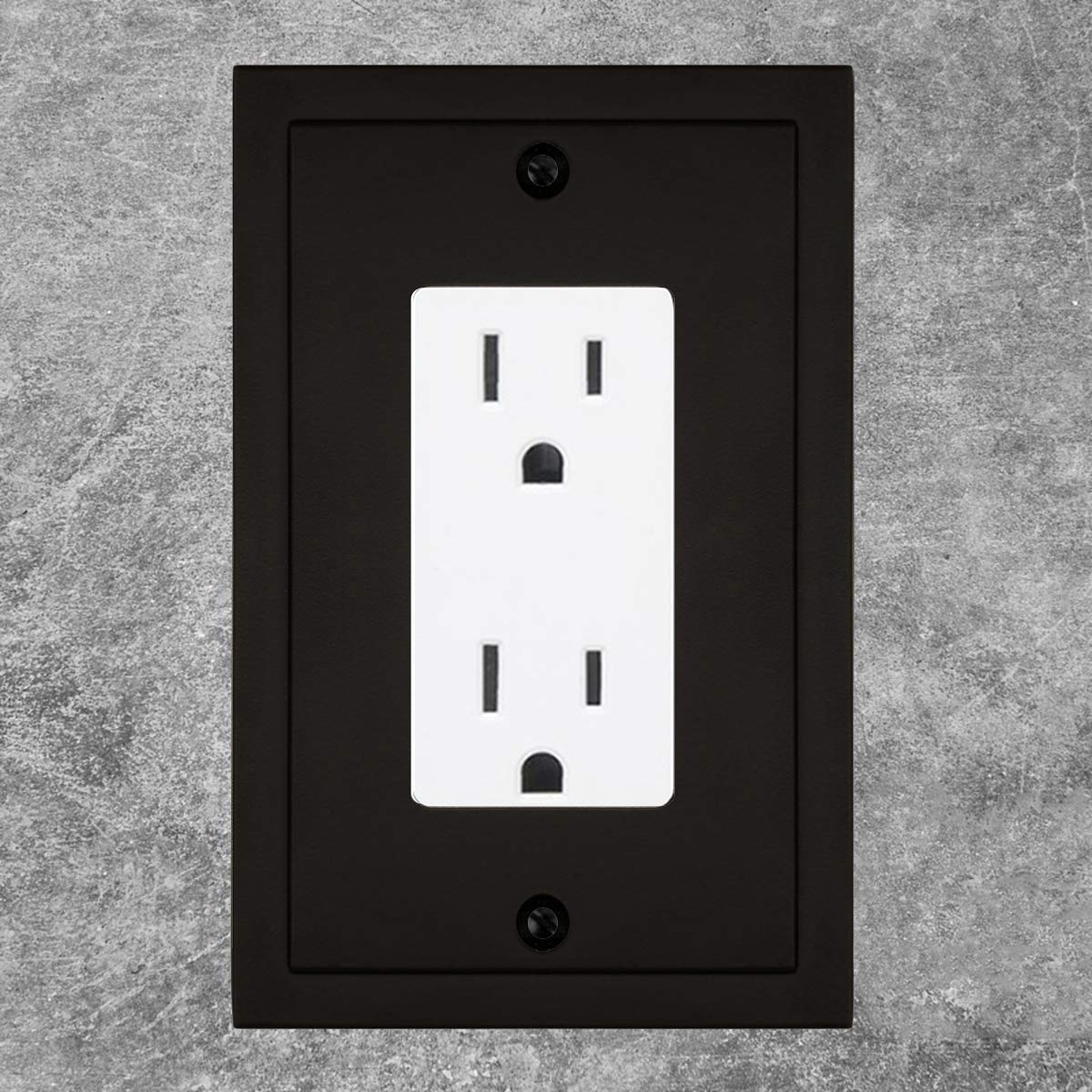 Modern Edge Decorative Wall Plate Switch Plate Outlet Cover, Durable Solid Zinc Alloy (Single Decorator 2PK, Matte Black)