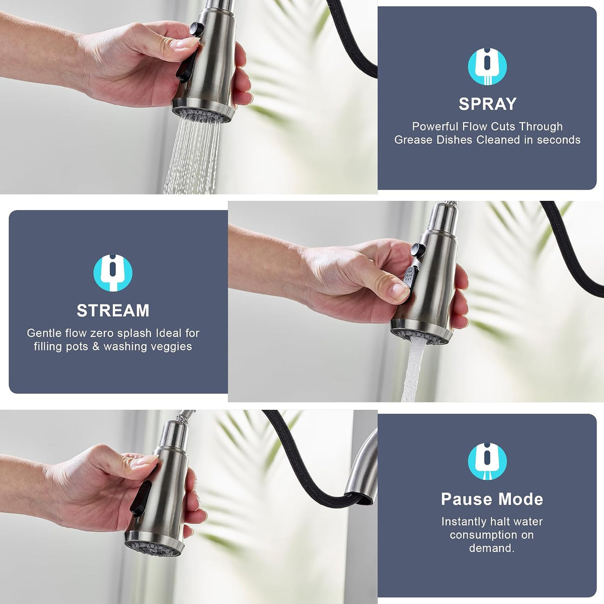 Pull Down Kitchen Faucet with Glass Rinser Single Handle Kitchen Sink Faucet with Pull Out Sprayer, Glass Rinser