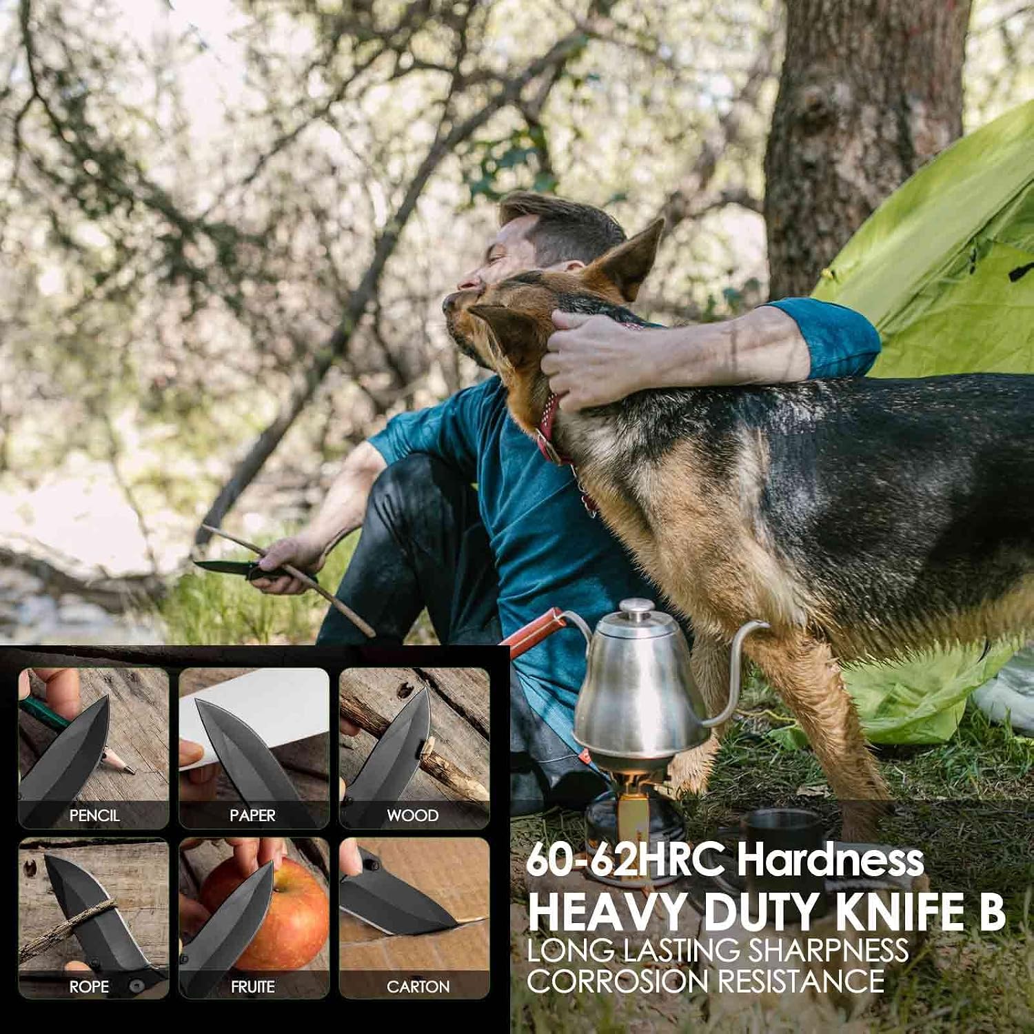 Pocket Knife, Folding Knives Blade 3.3in, Foldable Survival Small Knife with Clip, Liner Lock & Glass Breaker