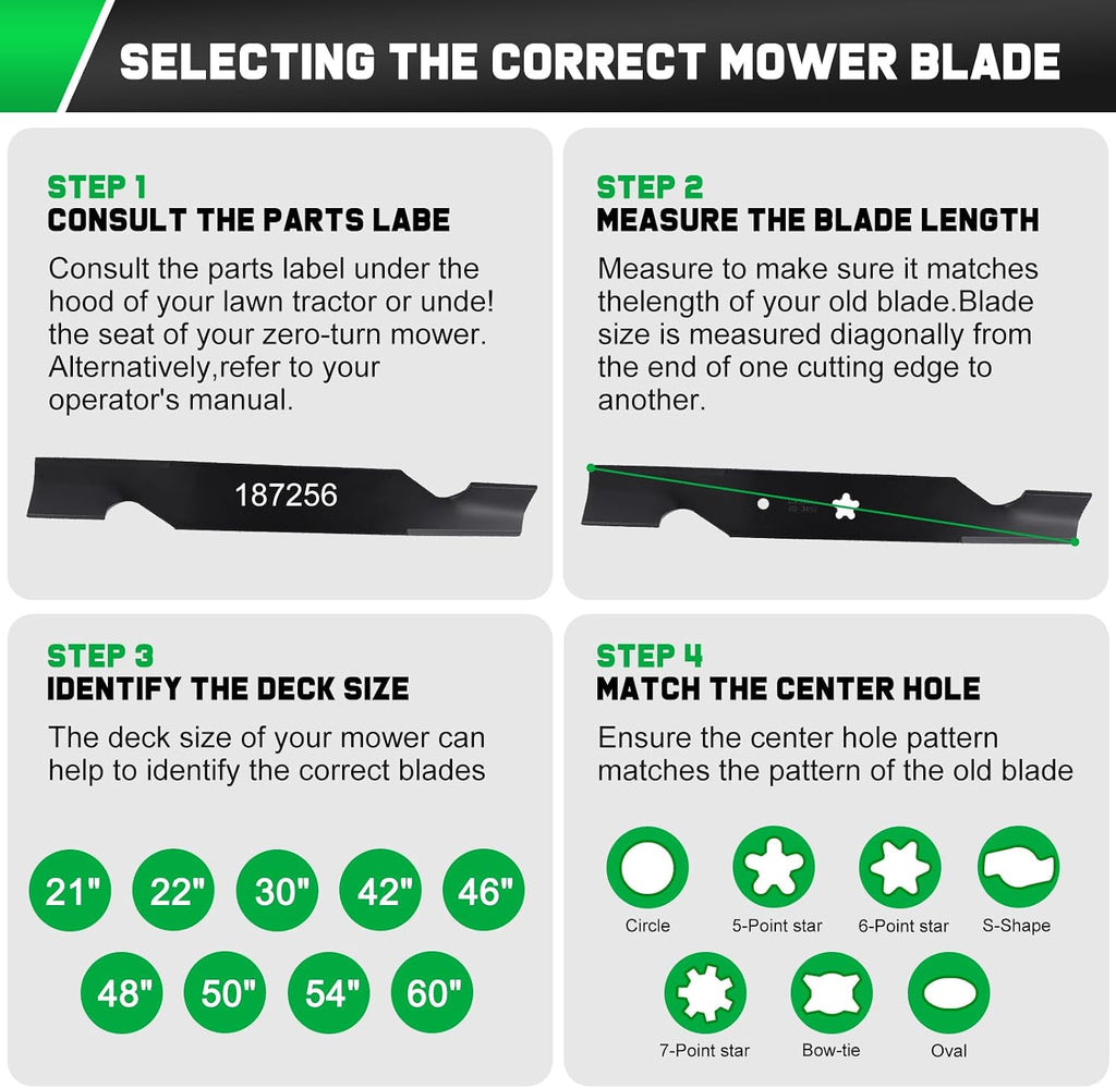 Z254F 54 inch Deck Husqvarna Mower Blades Replacement 532187256 | Fits Z254 MZ54 RZ5424 RZ5426 YTH26V54 YTH24V54