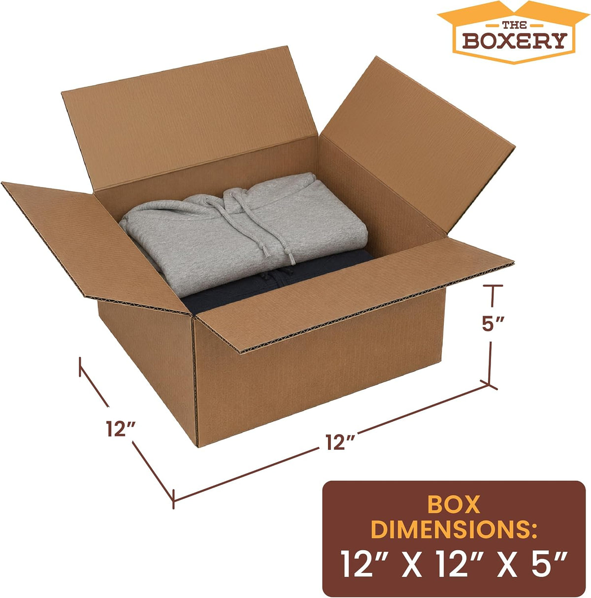 12"x12"x5" Corrugated Shipping Boxes 25-Pack