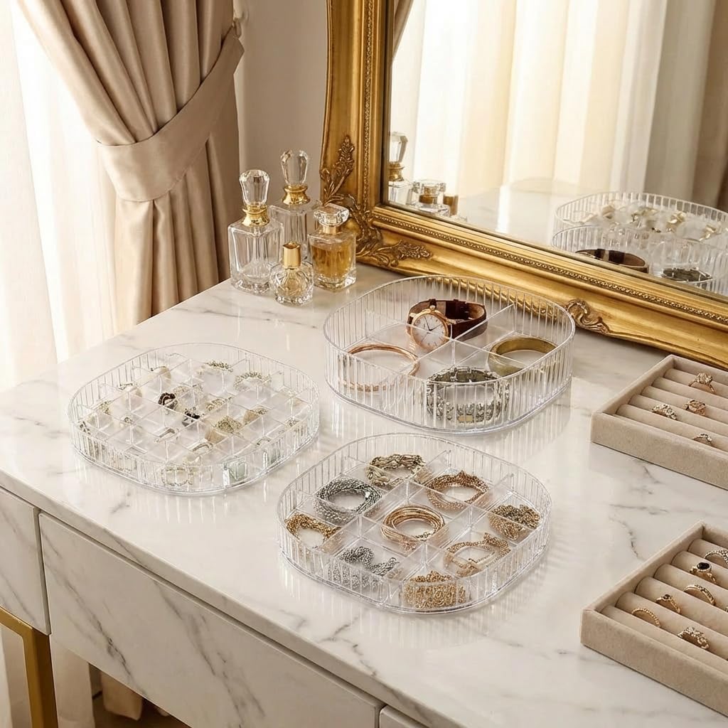 Jewelry Box, 3-Layer Acrylic Jewelry Organizer with Handle, Clear Jewelry Boxes for Women Girls, Make up Organizer