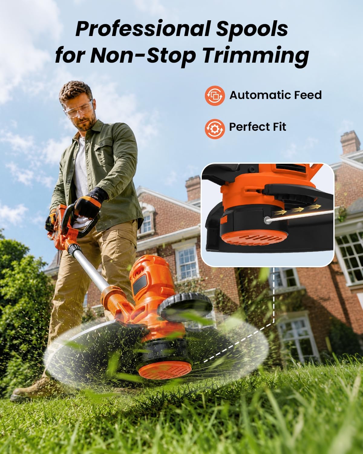Weed Eater String Compatible with Black+Decker, AF-100 0.065" Weed Wacker String Refill 360ft Automatic Feed String
