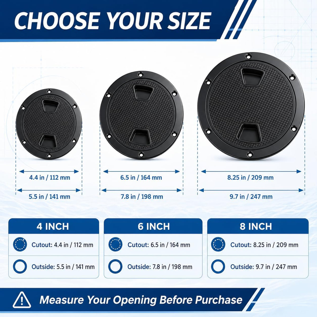 4 6 8 Inch Boat Deck Plate Inspection Hatch Detachable Cover