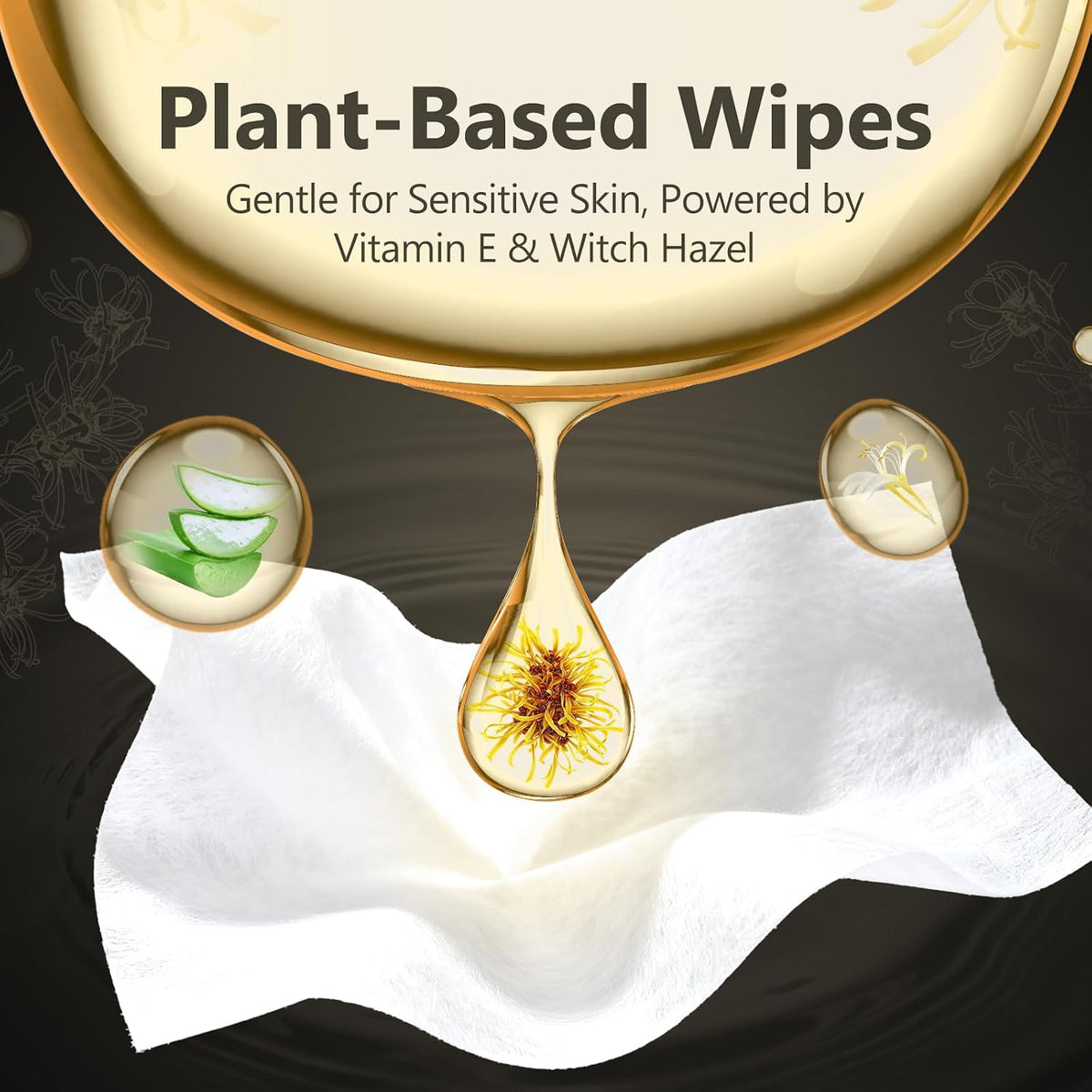 Witch Hazel Flushable Wipes for Adults, Extra Large, 60 Count