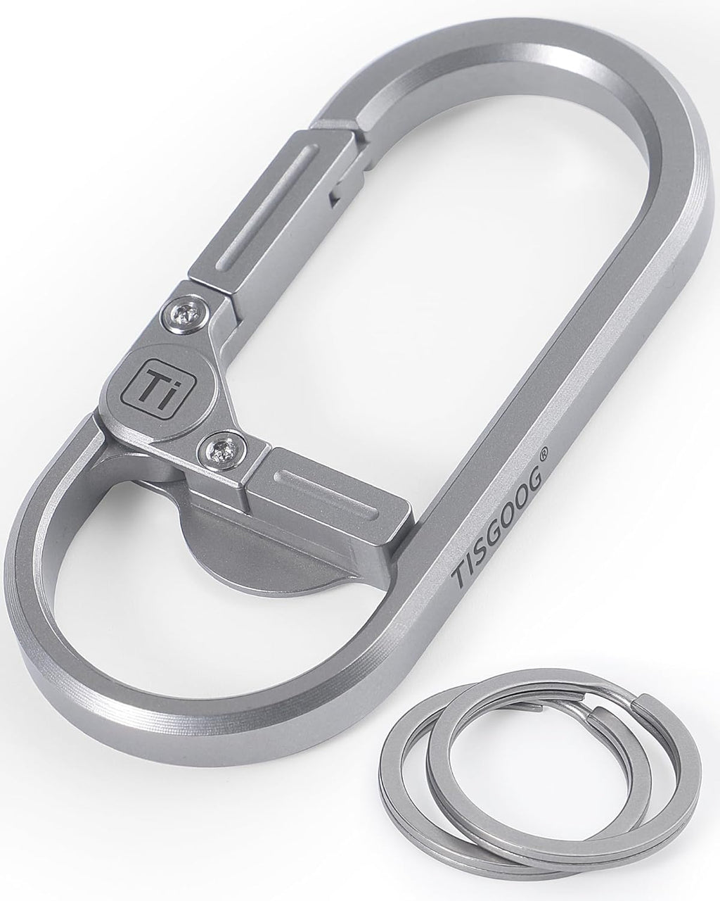 Titanium Keychain, Carabiner Keychain Clip, Heavy Duty Key Ring Holder, 2.7" Large Size Car Key Chains with Bottle