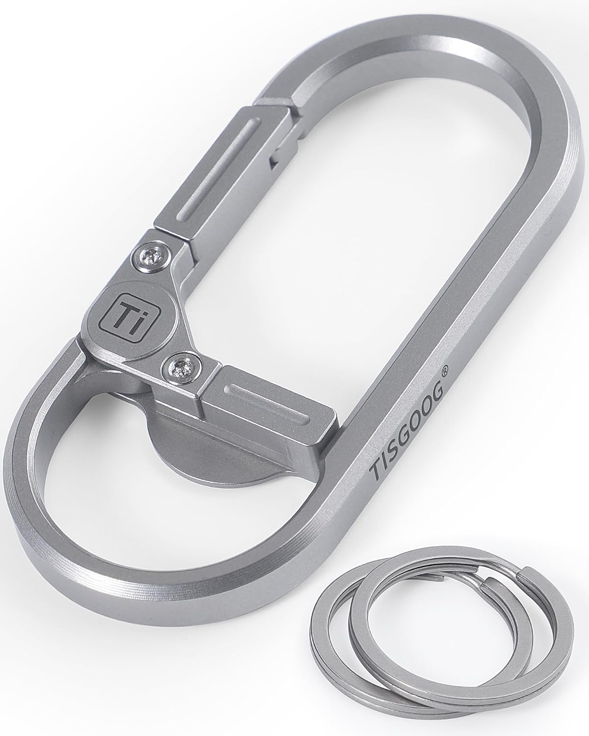 Titanium Keychain, Carabiner Keychain Clip, Heavy Duty Key Ring Holder, 2.7" Large Size Car Key Chains with Bottle