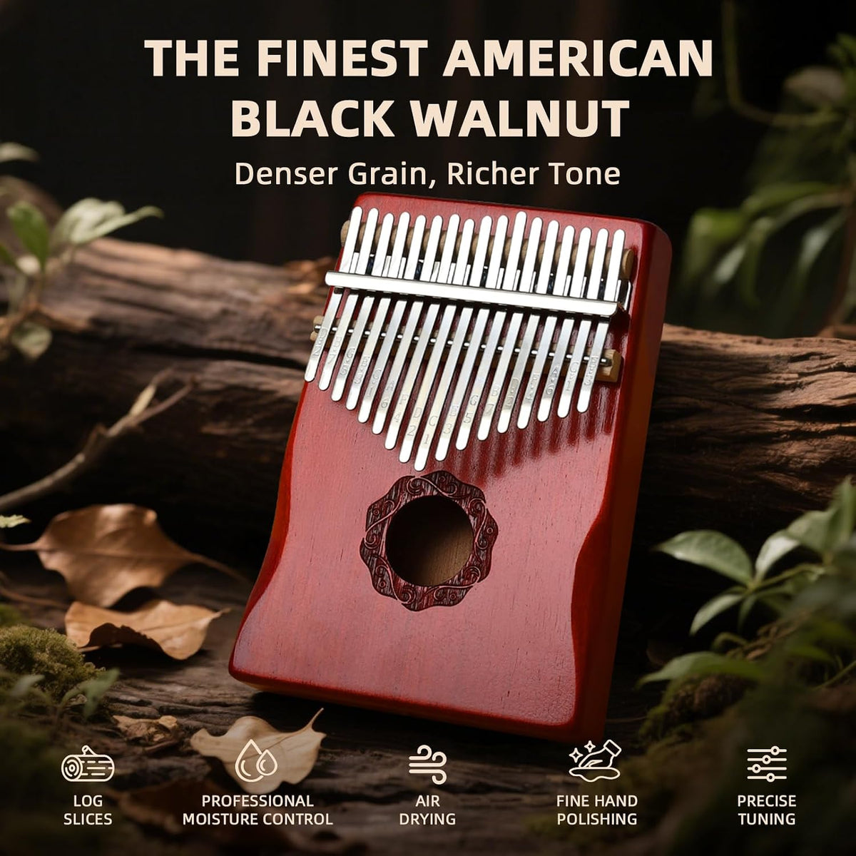 KaLimba Thumb Piano 17 Keys, Red Portable Mbira Finger Piano with Tune Hammer and Instruction, Musical Instruments