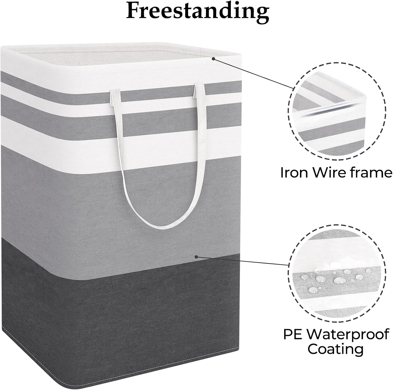 Laundry Basket Hamper, 75L Collapsible Clothes Storage, Grey | Freestanding Clothes Hampers, Foldable design, with