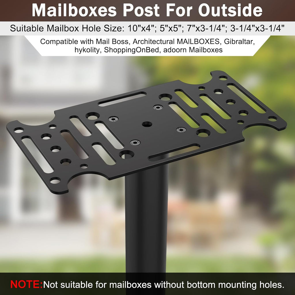 43" Mailbox Post with Mounting Bracket, Heavy Duty In-Ground Post for Outdoor Mailboxes, Compatible with Mail Boss