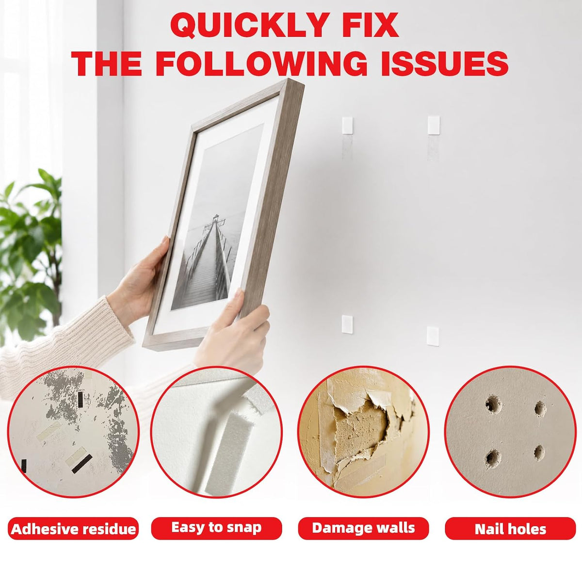 Heavy-Duty Double-Sided Removable Tape for Picture Hanging, 1in X 9.85ft