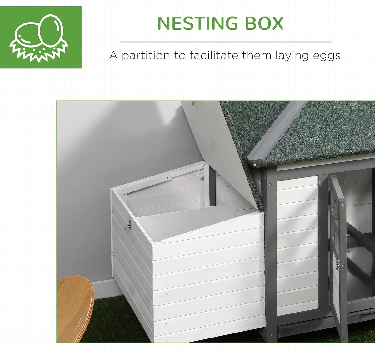 77" Wooden Chicken Coop with Nesting Box, Cute Outdoor Hen House with Removable Tray, Ramp Run