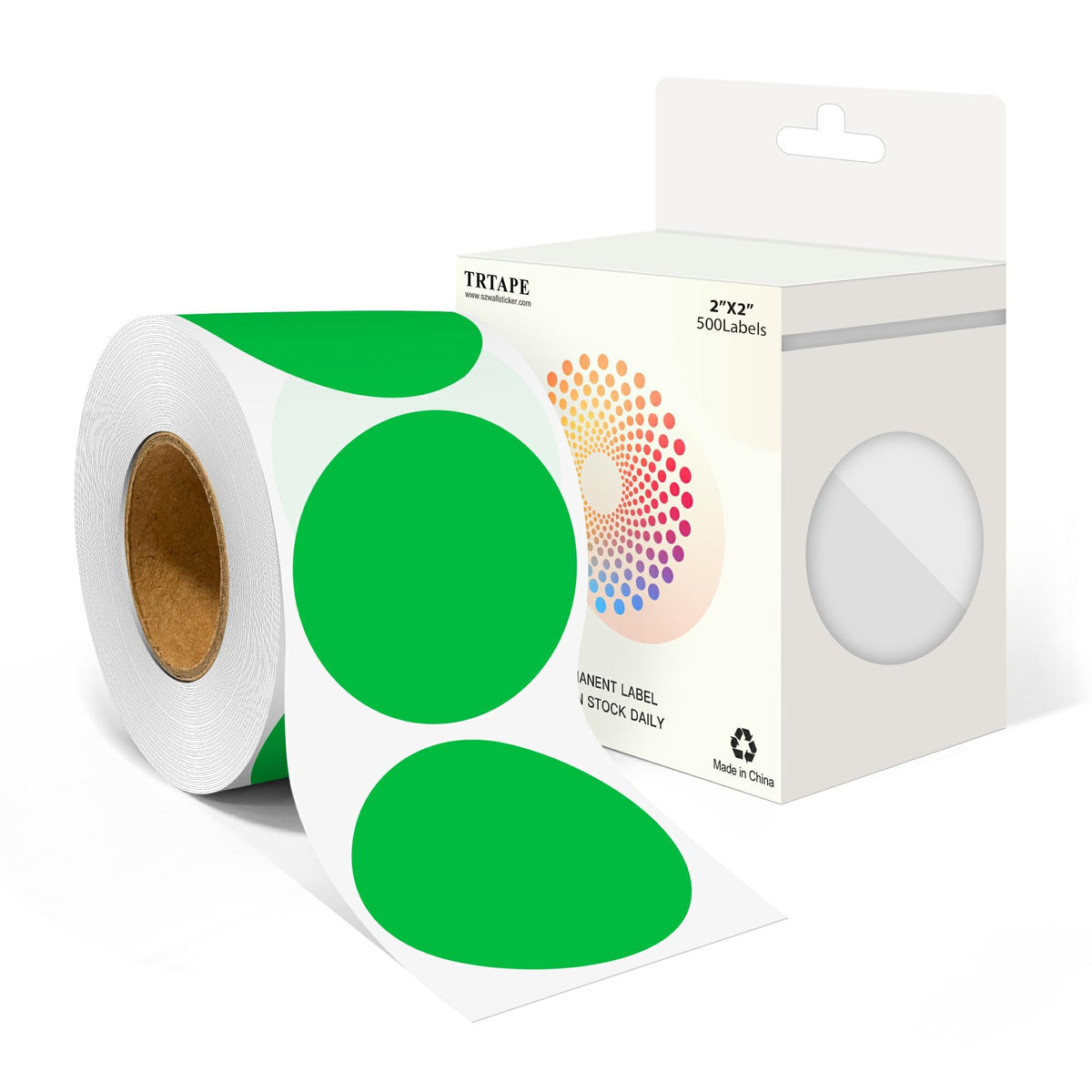 2 Inch Dot Stickers, Round Sticker Labels, Green 500PCS Dots