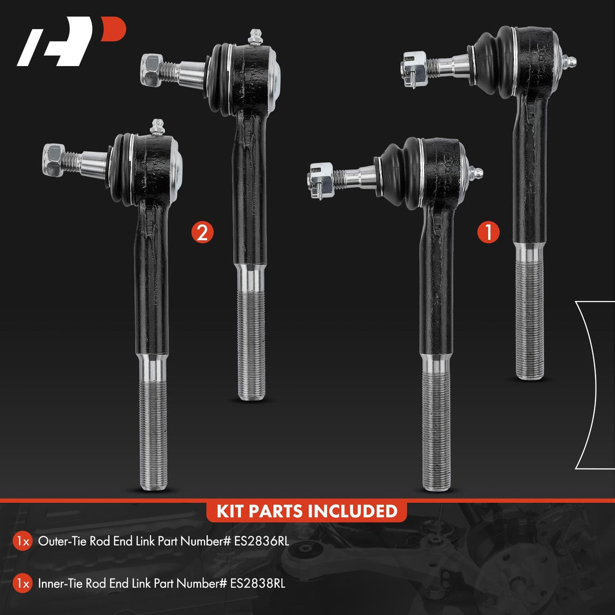 A-Premium Set of 4, Front Inner & Outer Tie Rod End Kit