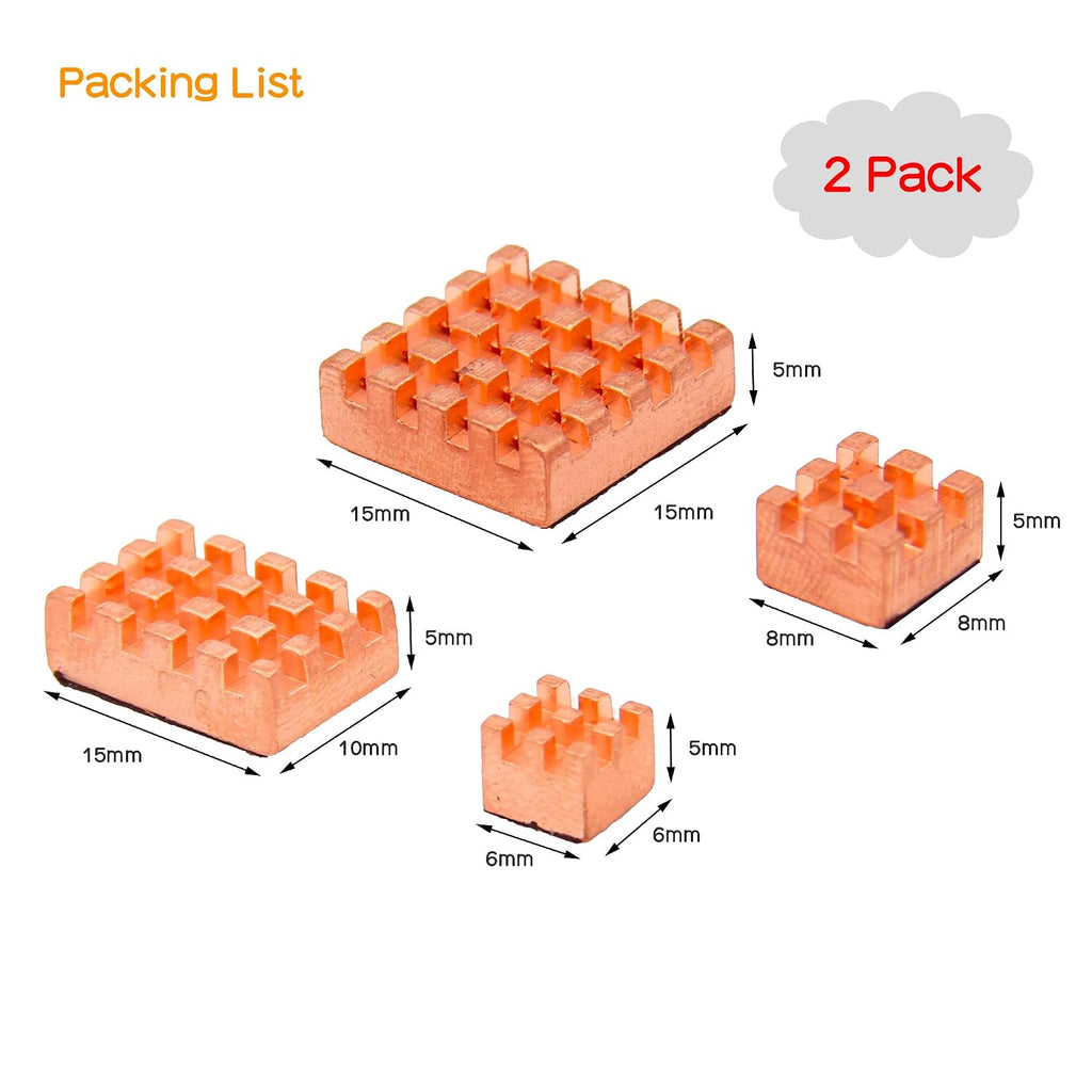 Geekworm 8PCS Brass Heatsink CPU Cooler for Raspberry Pi 5/4B/3B+/3B