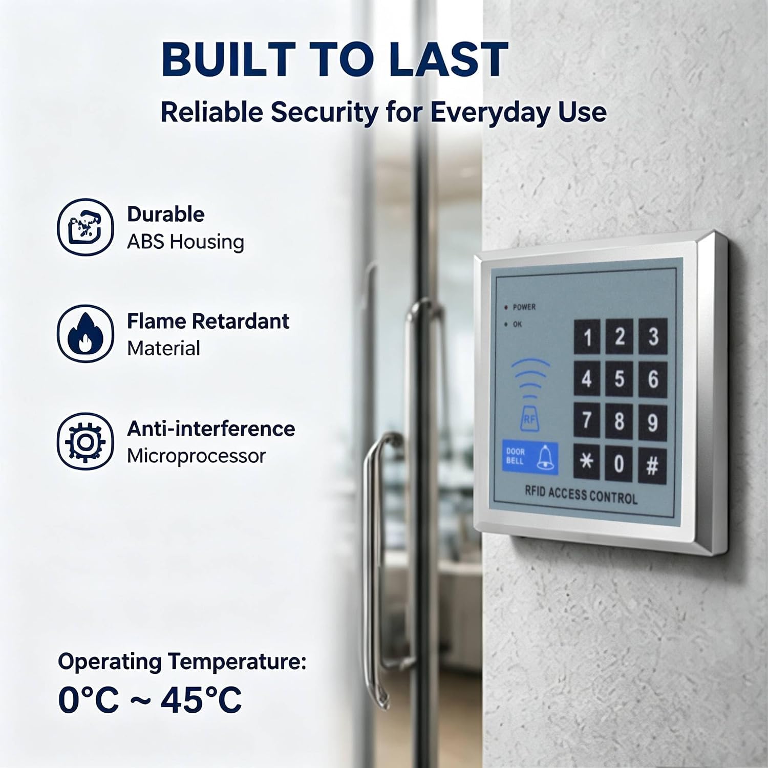 Fully Access Control System Kit,Easy to Install,1000 Users, Wiegand 26, 125KHz RFID Door Entry Keypad+NC Electric