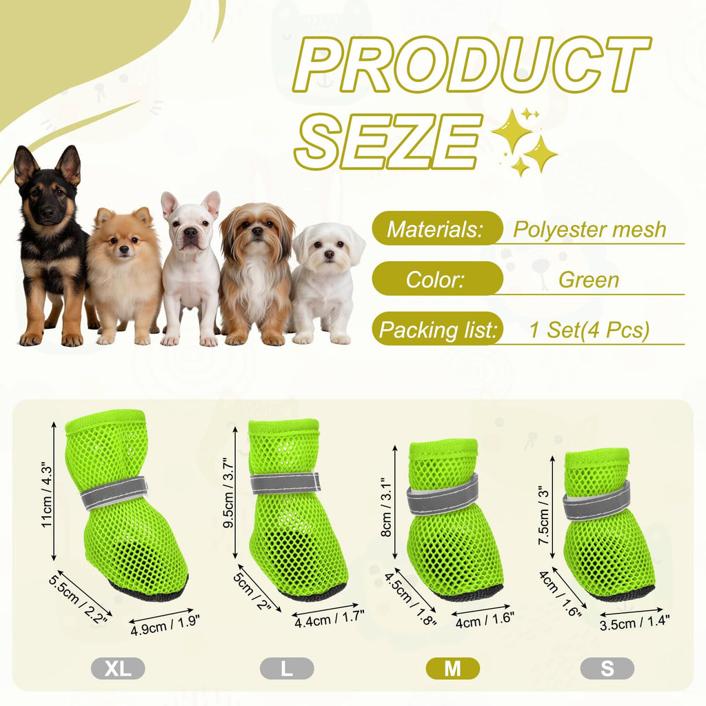 Dog Boots Paw Protector Reflective Adjustable Non Slip Mesh 4Pcs