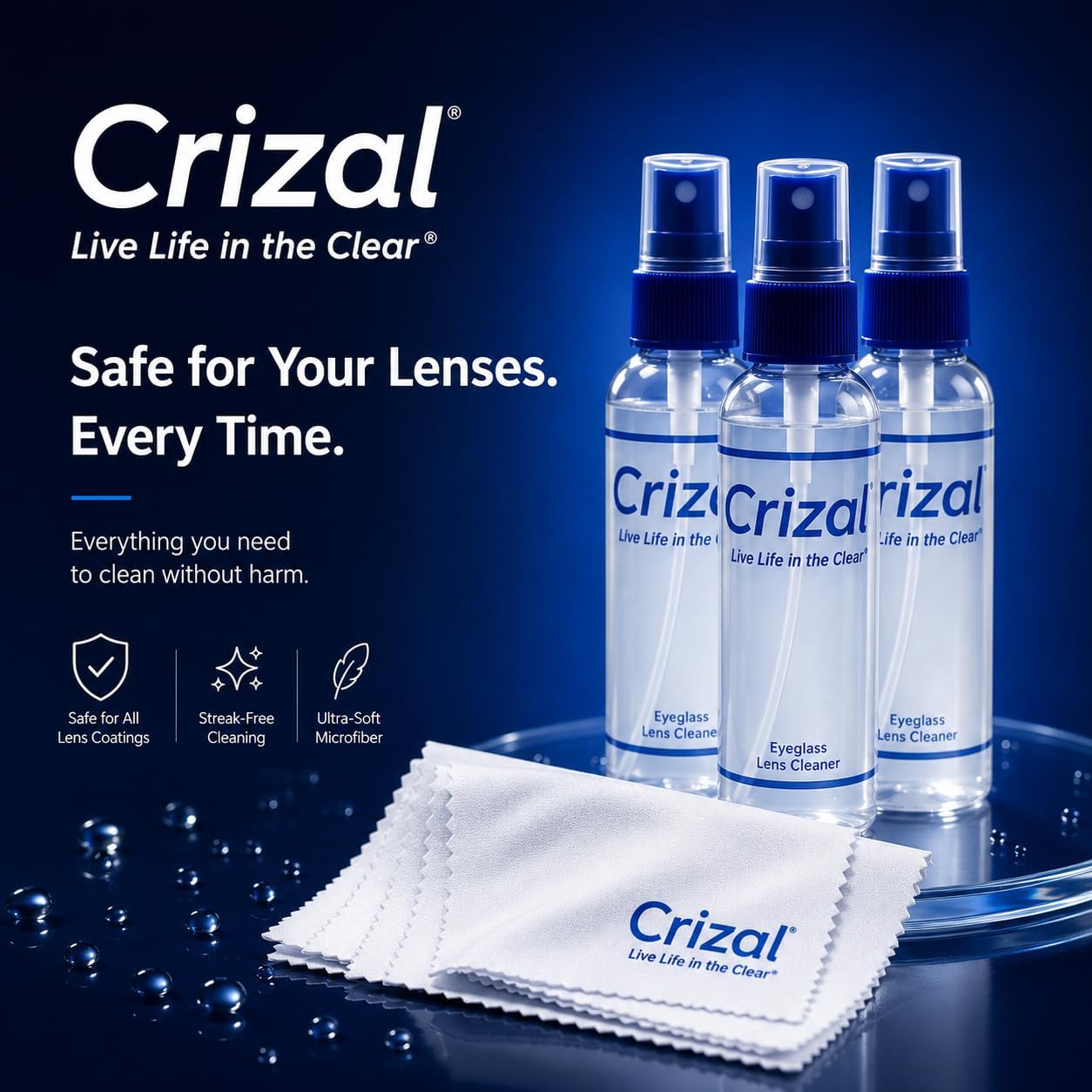 Microfiber Eyeglass Cleaning Cloth – Finest Microfiber Cloth Available | Designed & Tested by CRIZAL | Developed