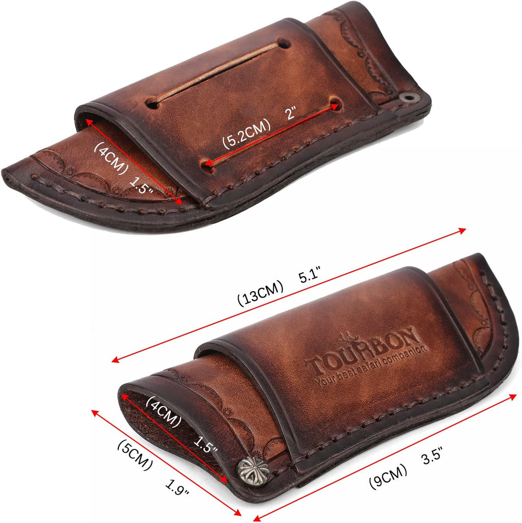 Leather Knife Sheath with Dual Carry,Folding/Fixed Blade Knives EDC Holster | Vertical/Horizontal Belt Carry