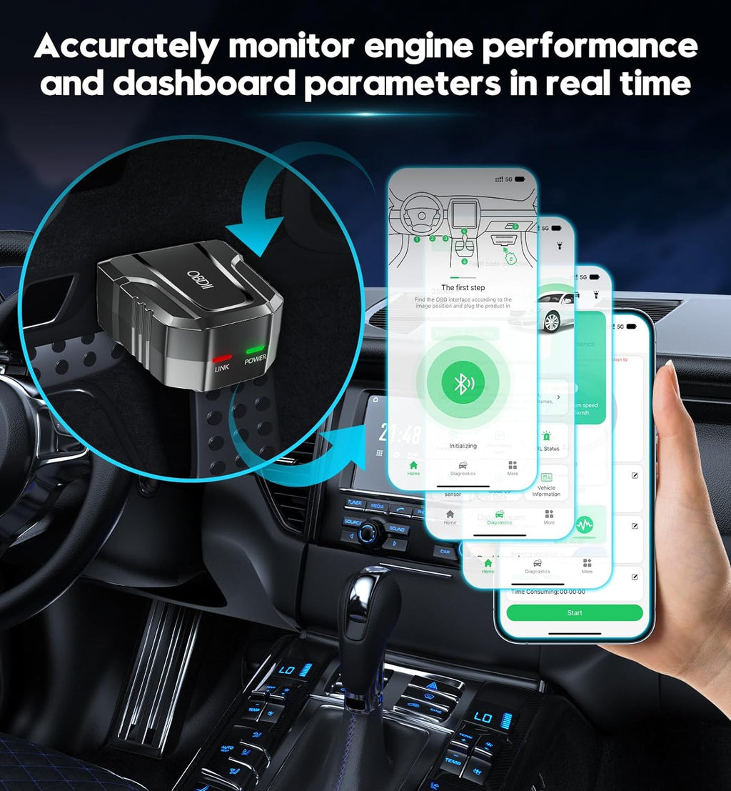 OBD2 Scanner Diagnostic Tool, Car Scanner for iOS & Android, Bluetooth 5.4 | Code Reader for Cars and Trucks, Scanner