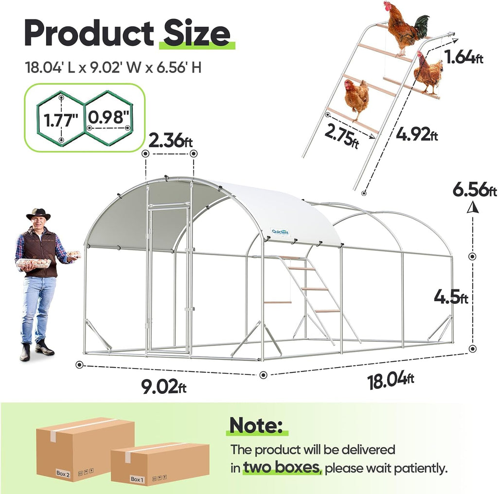 Essential Series 18x9ft Metal Chicken Coop Run w/Climbing Ladder