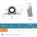 XIKE 4 Pcs KP005 Mounted Pillow Block Bearings Bore 25mm/0.98inch.