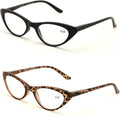 V.W.E. 2 Pairs Deluxe Female Cateye Vintage Reading Glasses Women Readers