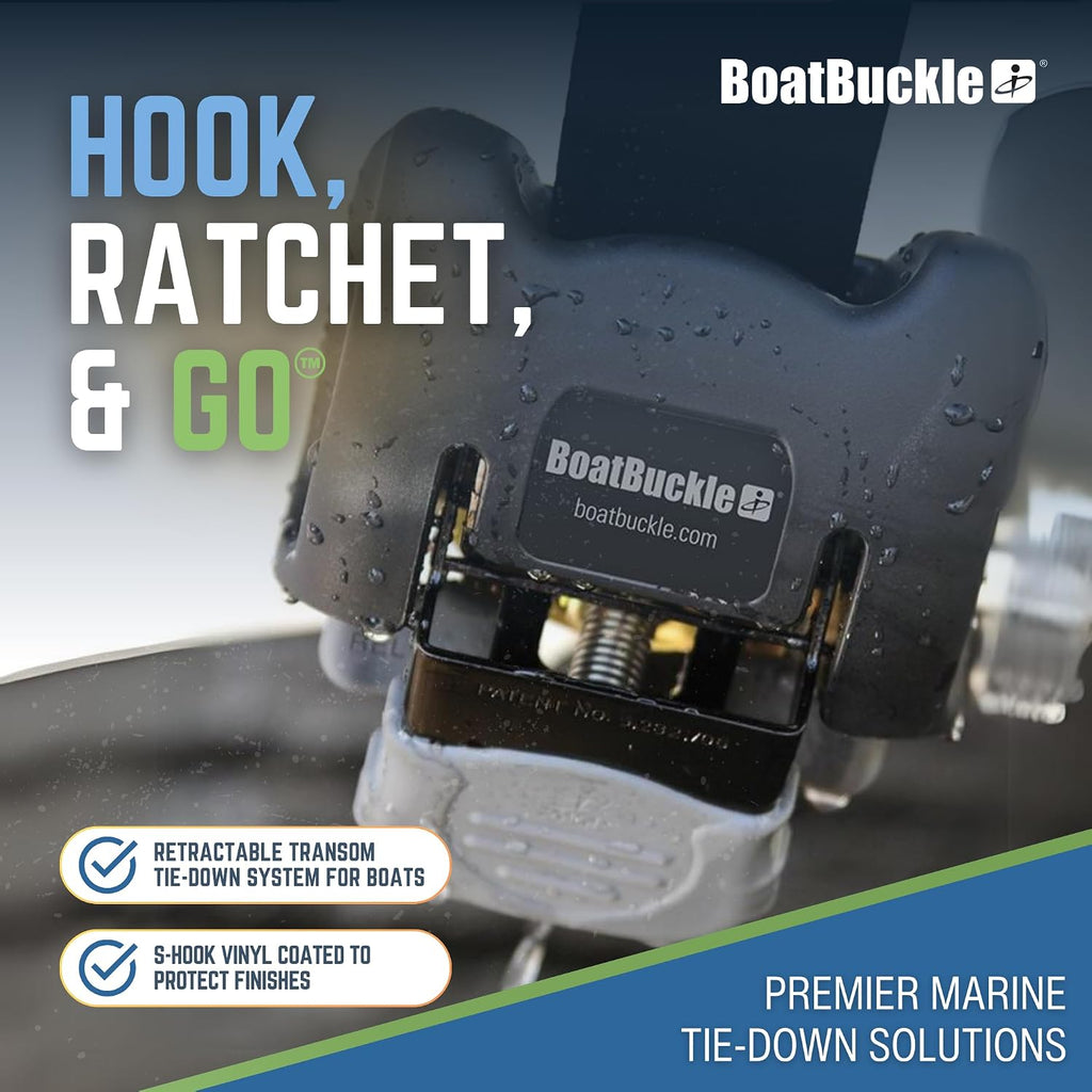 BoatBuckle F14221EC G2 Gunwale Retractable Boat Tie Down, 2 x 38 in, 2-Pack