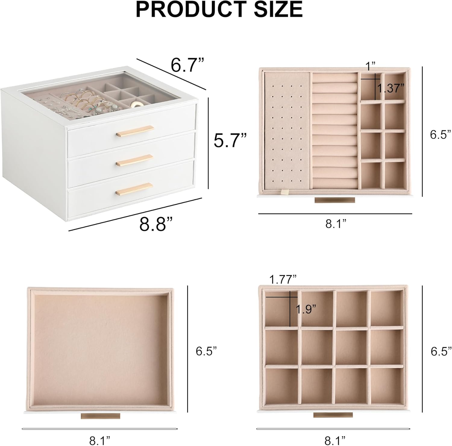Clear Lid Jewelry Box,3-Layer Jewelry Organizer with Drawer,PU Leather Jewelry Organizers and Storage,Jewelry Boxes