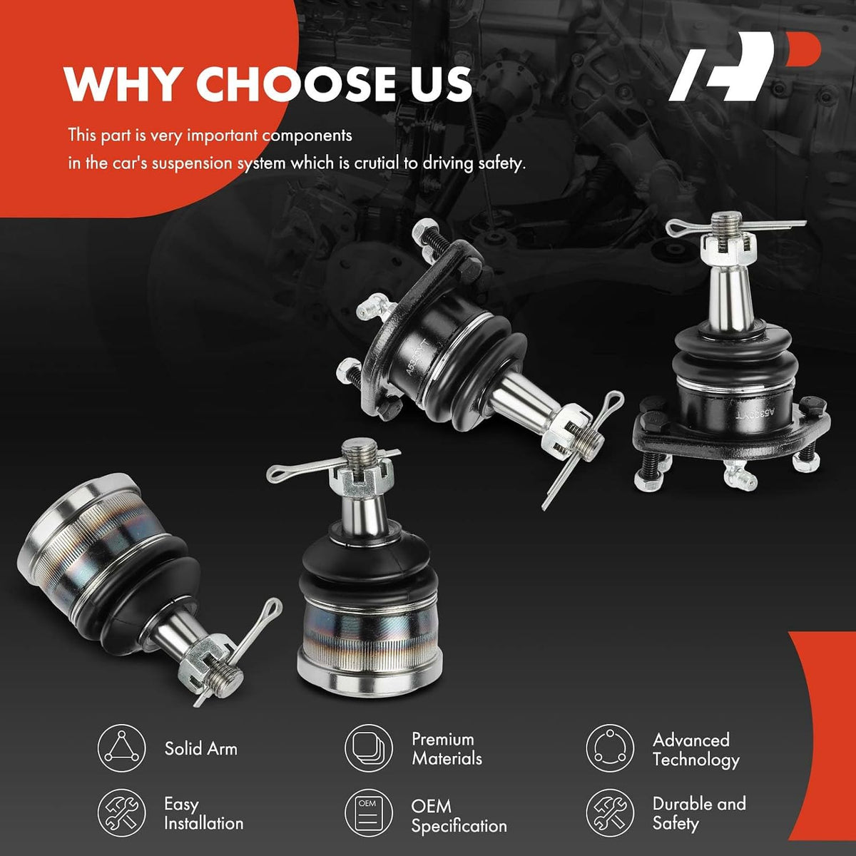 A-Premium Front Upper & Lower Ball Joint Kit, Compatible with Chevy, GMC