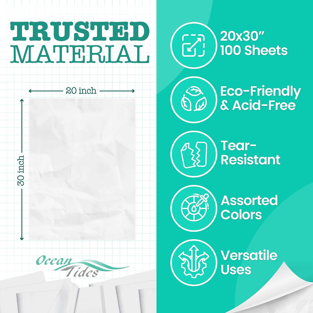 Tissue Paper for Gift Bags - 100 Sheets 14x20in Wrapping Paper, White