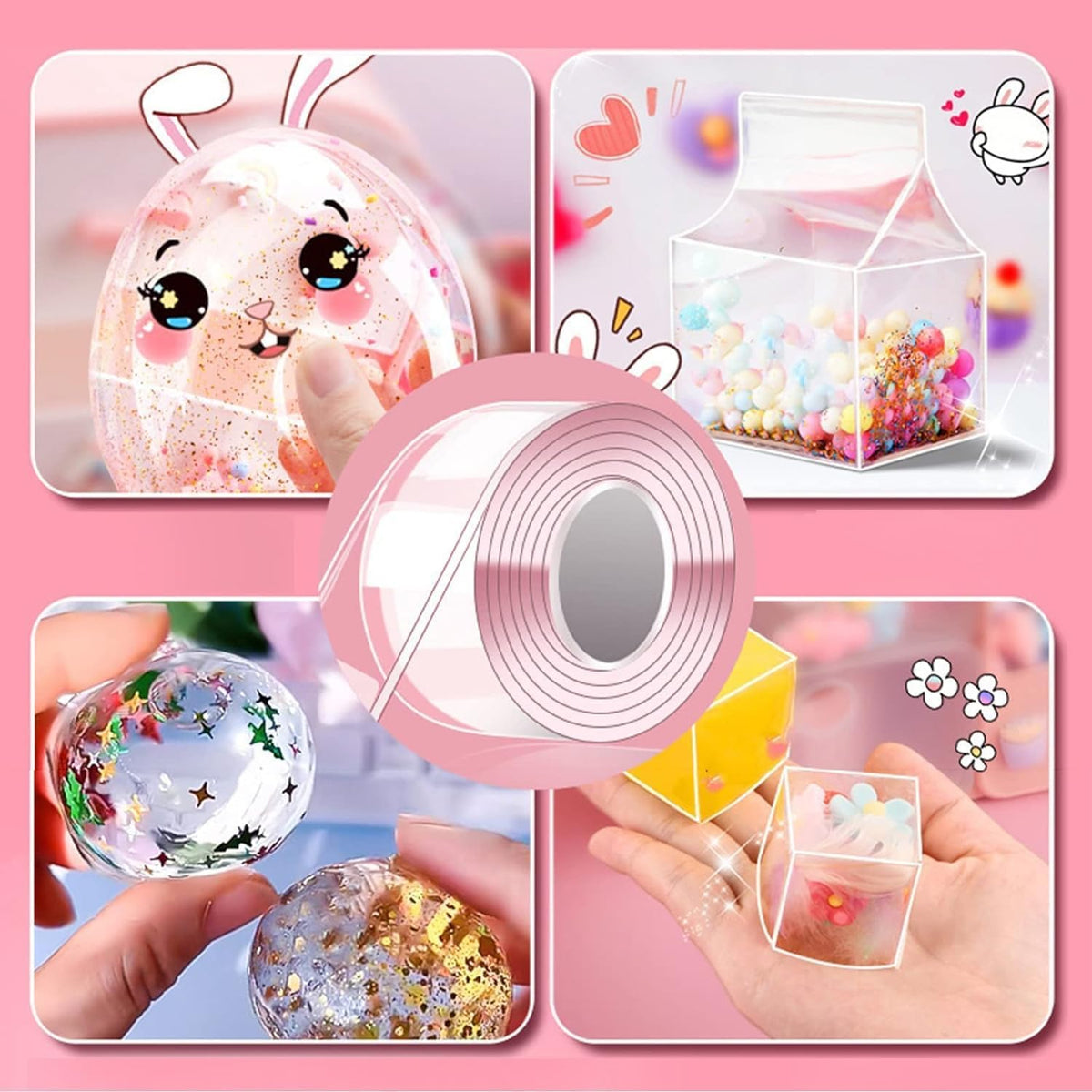 White Creative Nano Tape Bubbles, DIY Multiple Play Methods Intellectual Development Nano Tape Kneading Toys, Double