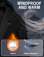 Men's Long Puffer Coat Hooded Quilted Water-Resistant Jacket