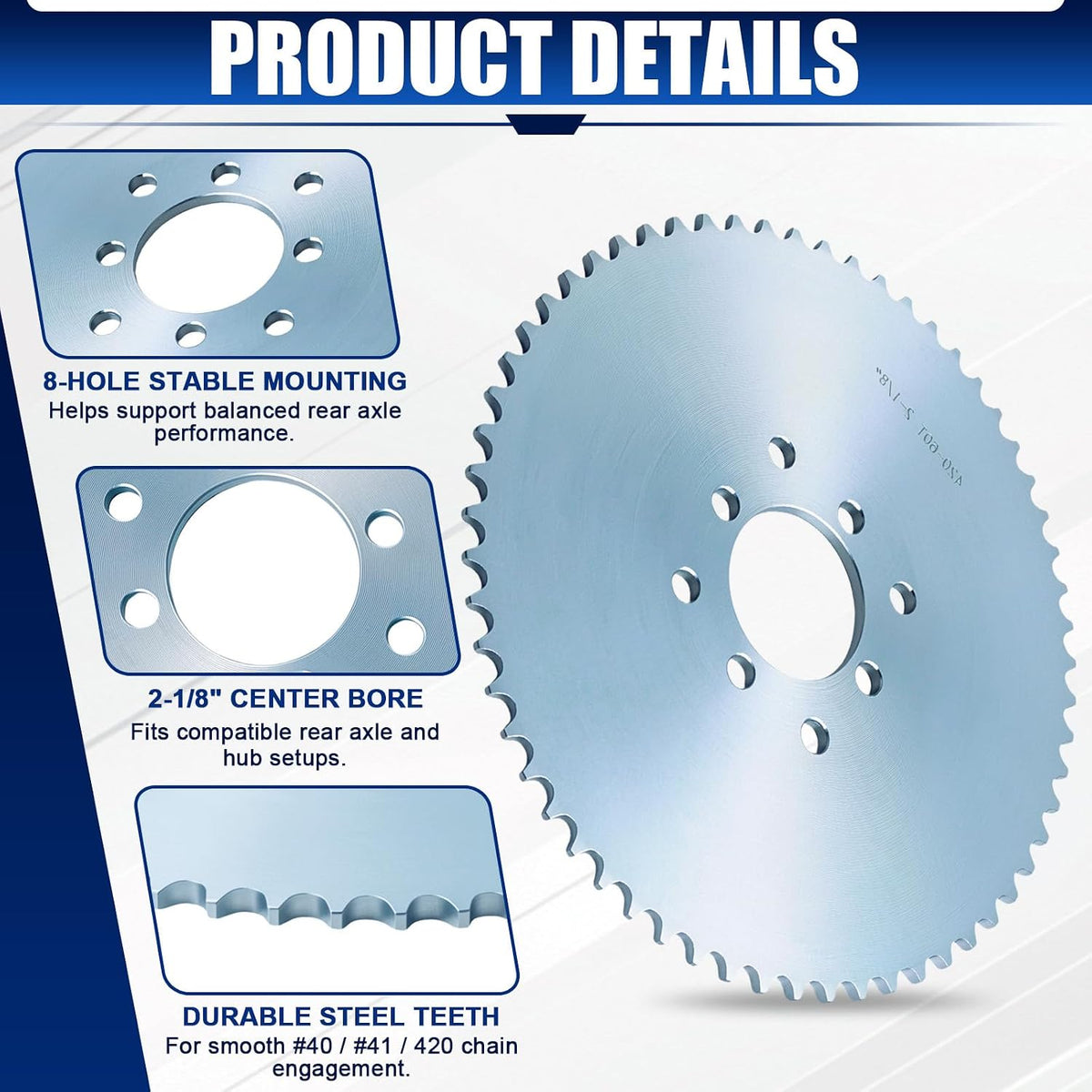 60 Tooth Go Kart Sprocket for #40#41 420 Chain, 2-1/8" Bore