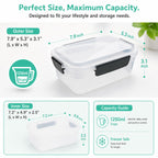 5cup Plastic Food Storage Containers With Lids For Lunch Meal Prep,5pk