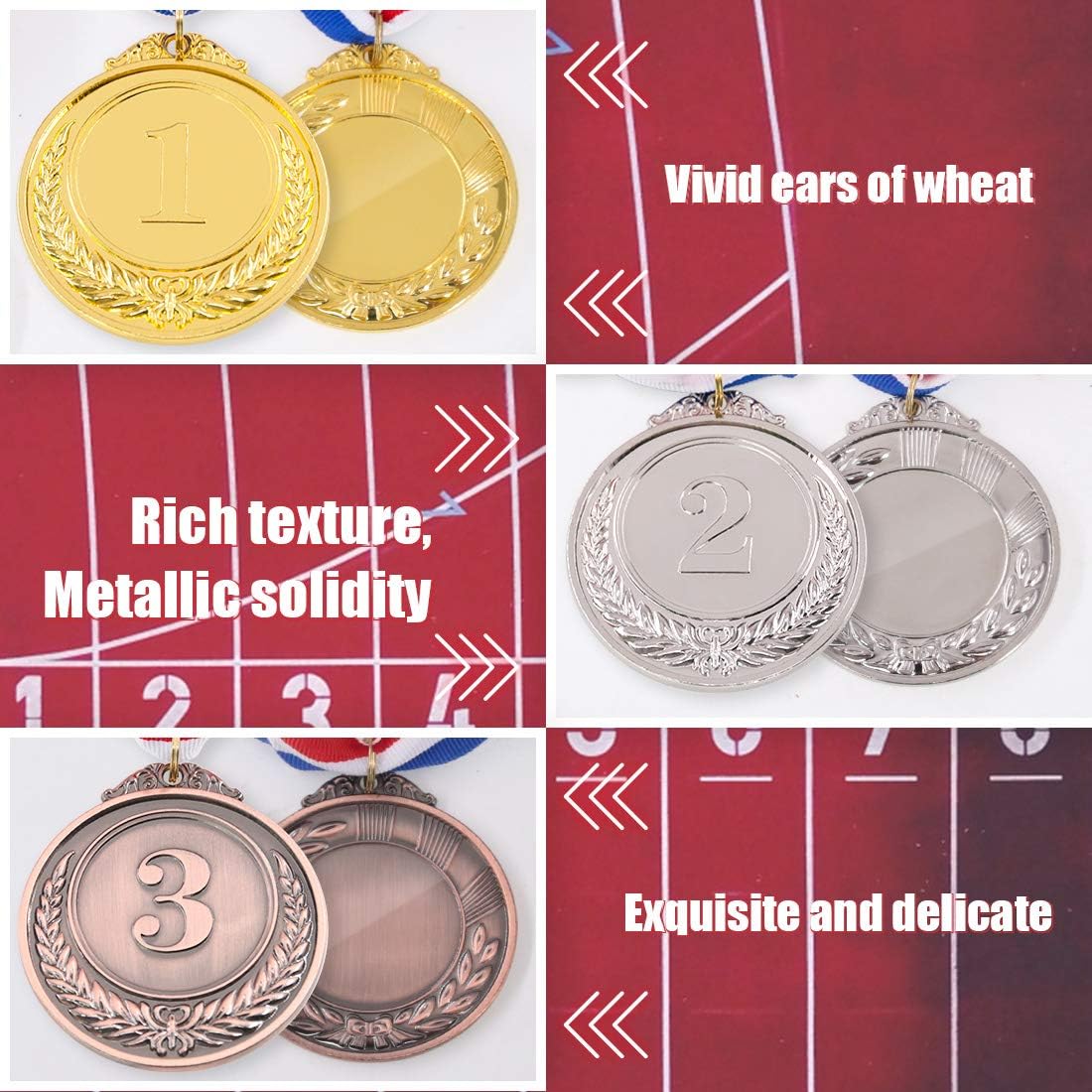 Gold Silver Bronze Award Medals with Ribbon Winner Awards Olympic Style for Kids School Sports Meeting Sports Events