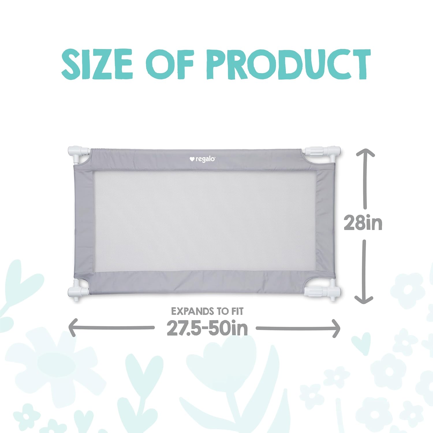 Safety 27.5-50” Extra Wide Mesh Baby Gate for Doorways & Hallways, Expandable Pressure Mounted Baby Gate for Toddlers