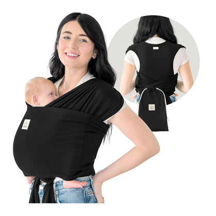 Baby Wrap Carrier Ring Sling, D-Lite Baby Carrier (Trendy Black) | Easy to Wear, Adjustable Baby Carrier Newborn to
