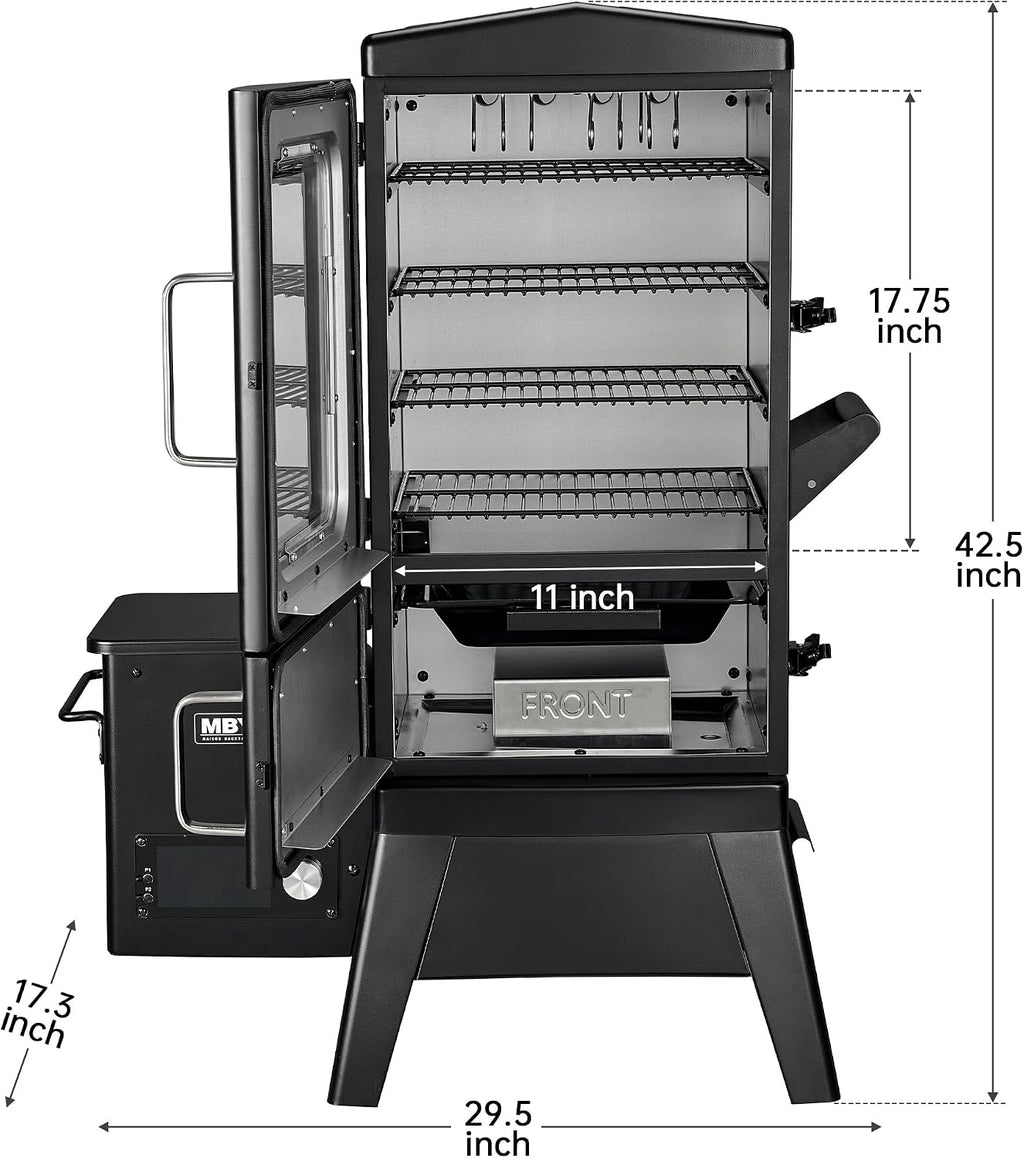 Vertical Pellet Smoker with Cover & Meat Probe, 4-Rack Electric BBQ Smoker Grill, 616 sq in Cooking Space, Digital