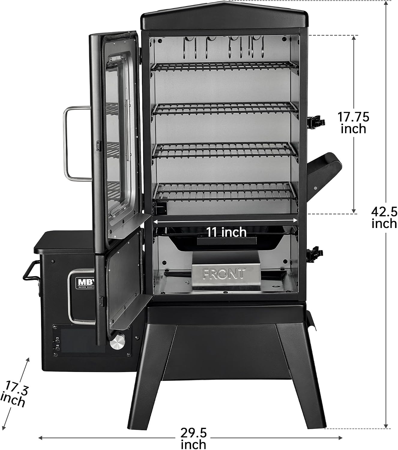 Vertical Pellet Smoker with Cover & Meat Probe, 4-Rack Electric BBQ Smoker Grill, 616 sq in Cooking Space, Digital