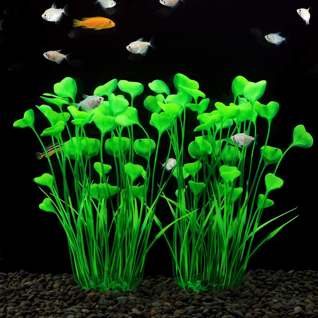Plastic Fish Tank Plants, 2 Pack Artificial Tall Aquarium Plants for Fish Tank Decor, 15.75 Inches (Green)