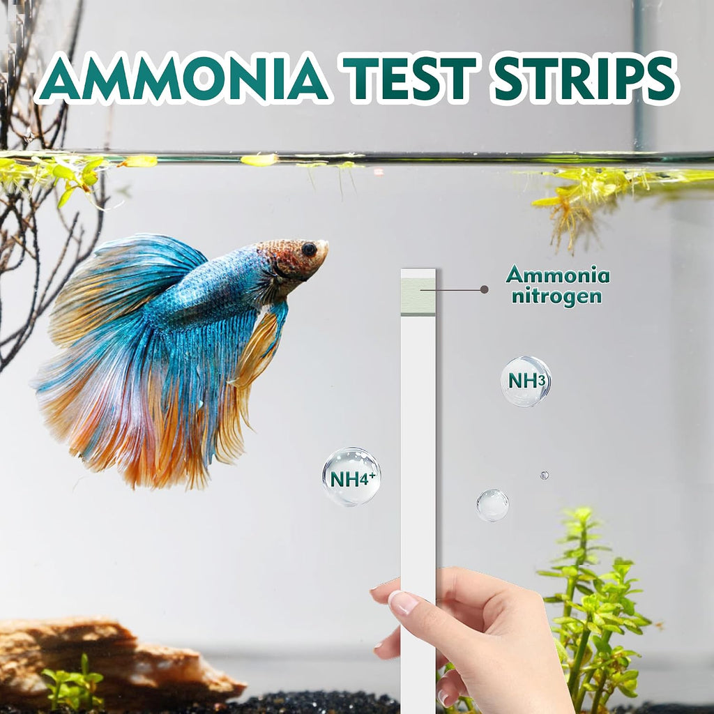 Ammonia Test Strips for Fish Tank, 50ct Ammonia Aquarium Test Strips | Accurate Water Testing for Saltwater &