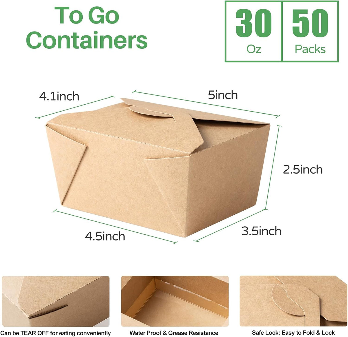 50 Pack Paper To Go Containers