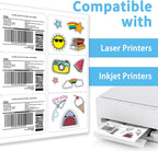 6 up 3-1/3“ x 4” Sticker Labels Shipping Address Labels for Laser & Inkjet Printers, 100 Sheets, Total 600 Labels