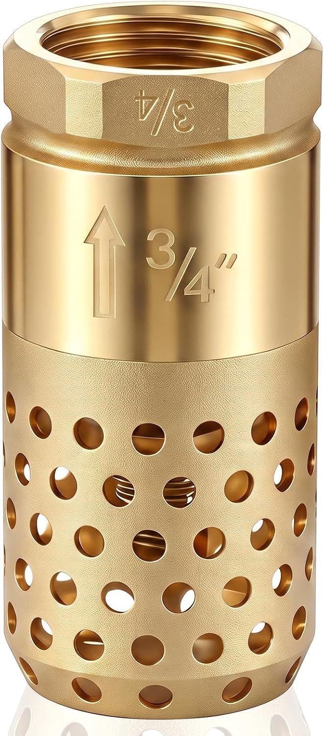 Hicarer 3/4" NPT Brass Foot Valve with Mesh Strainer One Way Check Valve
