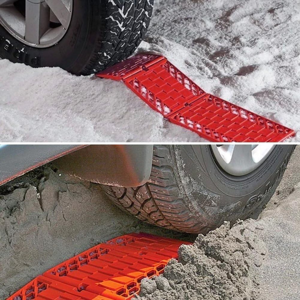 Foldable Emergency Tire Traction Mat, Car Escaper, Ideal to Unstuck Your Car From Snow, Ice, Mud, and Sand -2 Pack